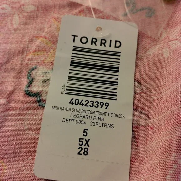 Torrid Size 5 Plus Size Pink Leopard Dress Midi Rouched Short Sleeve Belted Cat - Picture 6 of 16